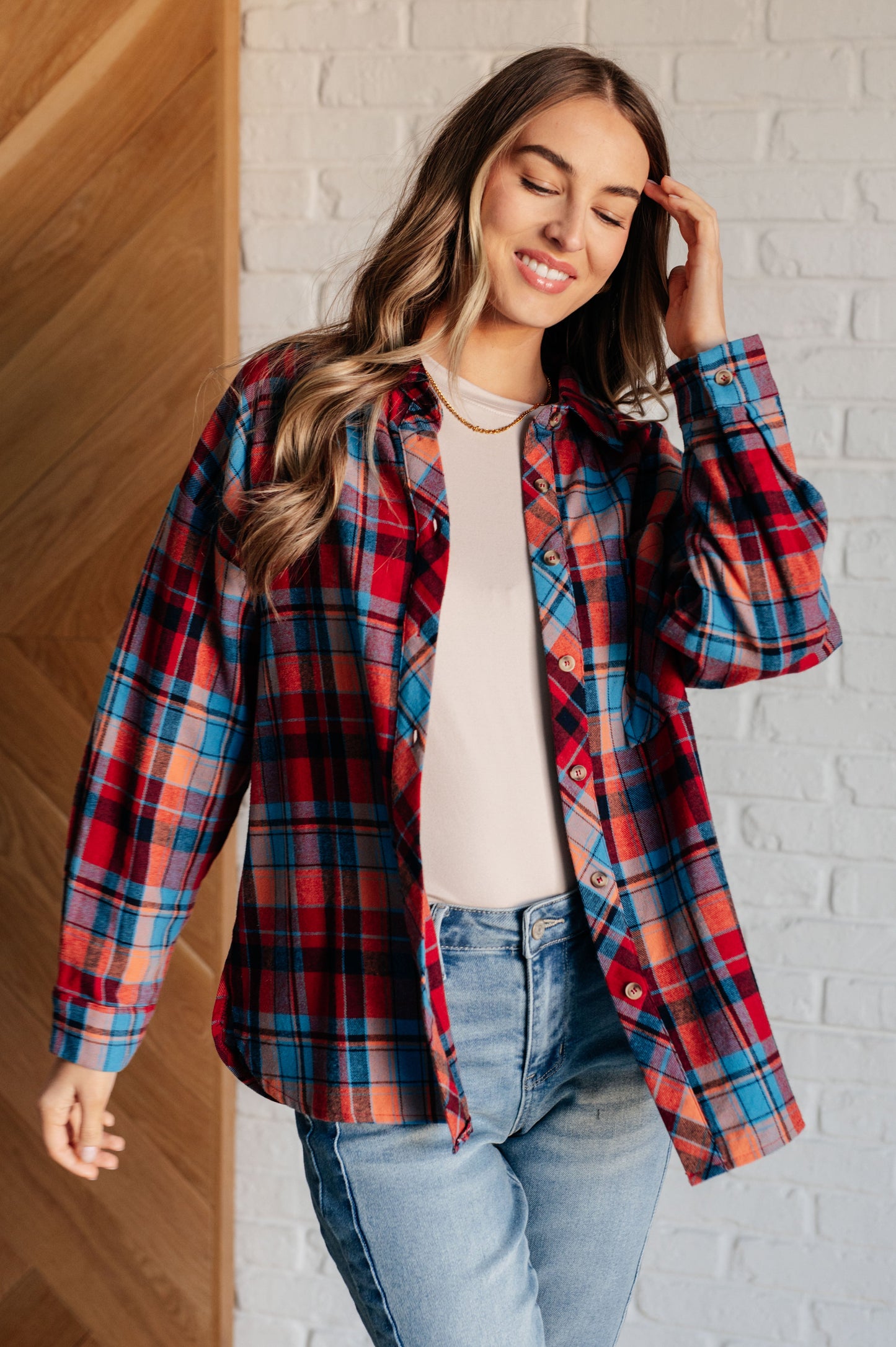 Make it Make Sense Plaid Button Up-Tops-Modish Lily, Tecumseh Michigan