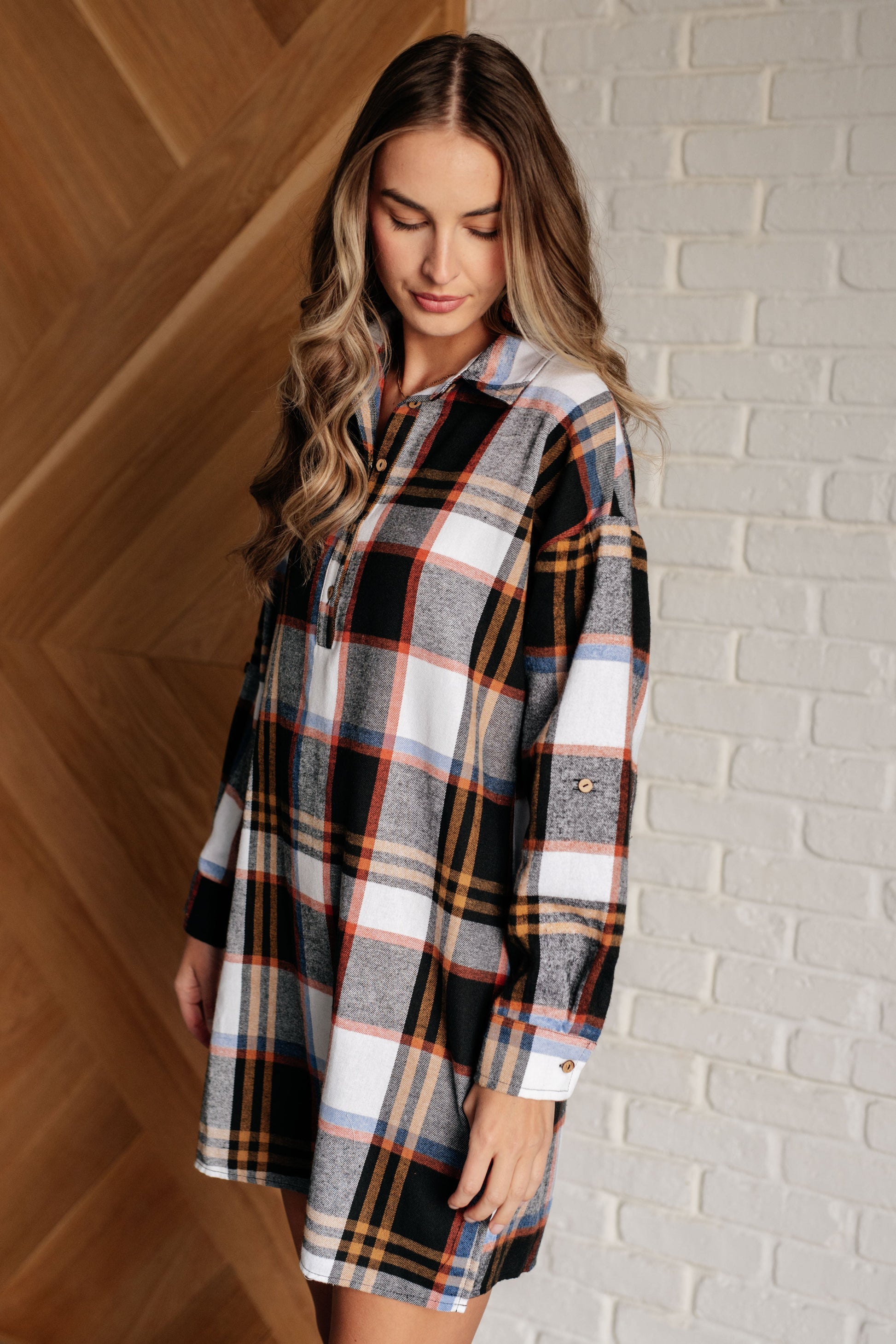 Make it Right Plaid Shirt Dress-Dresses-Modish Lily, Tecumseh Michigan