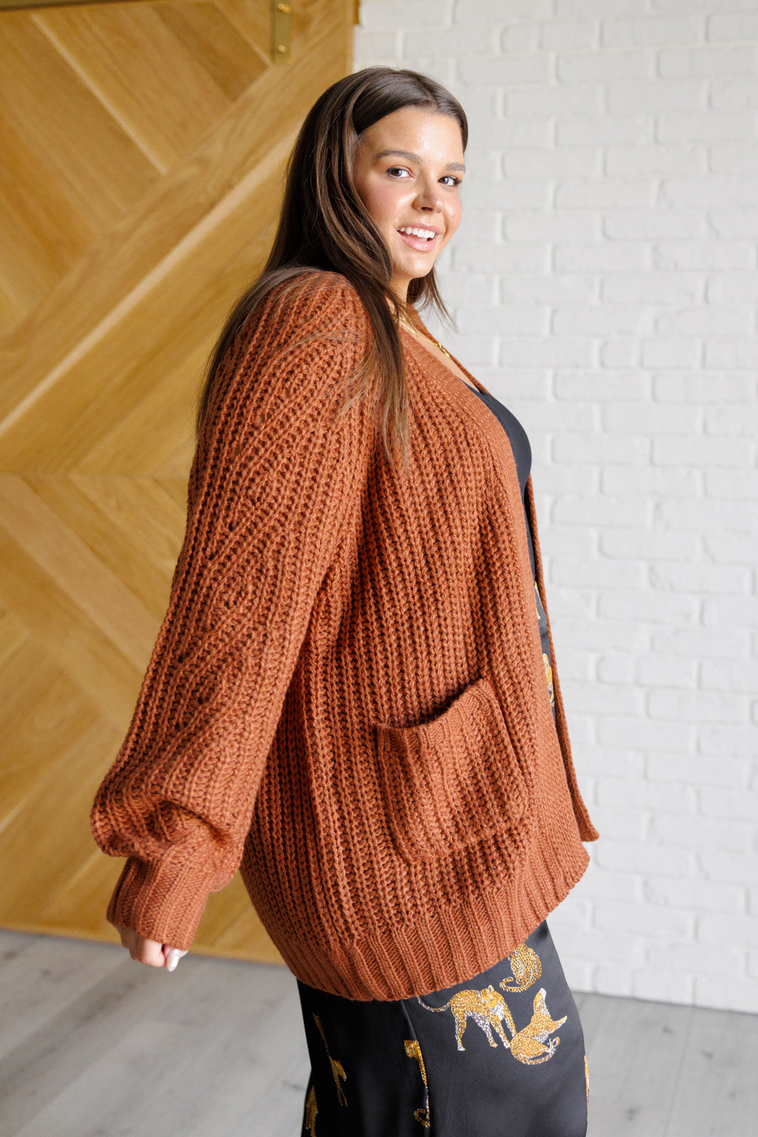 Maybe Monday Cardigan in Chestnut-Layers-Modish Lily, Tecumseh Michigan