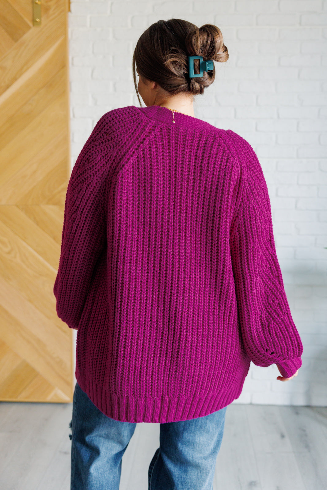 Maybe Monday Cardigan in Berry-Layers-Modish Lily, Tecumseh Michigan