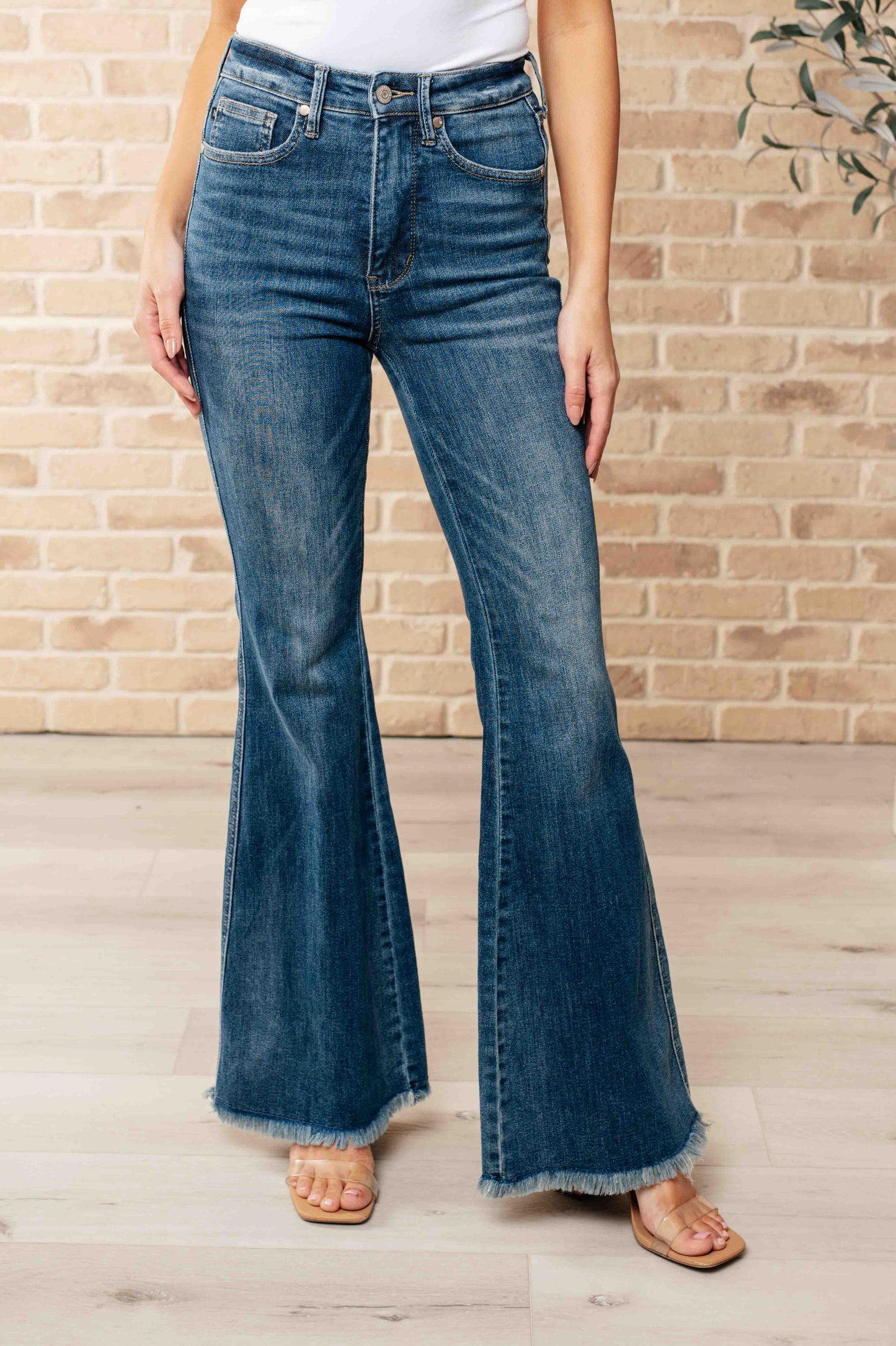 Miley High Waist Control Top Frayed Hem Flare Jeans-Womens-Modish Lily, Tecumseh Michigan