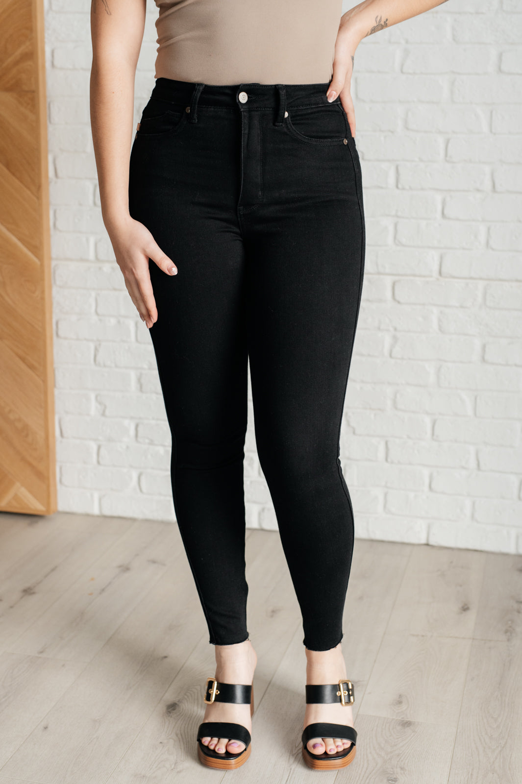 Nicole Tummy Control Skinny Jeans in Black-Womens-Modish Lily, Tecumseh Michigan