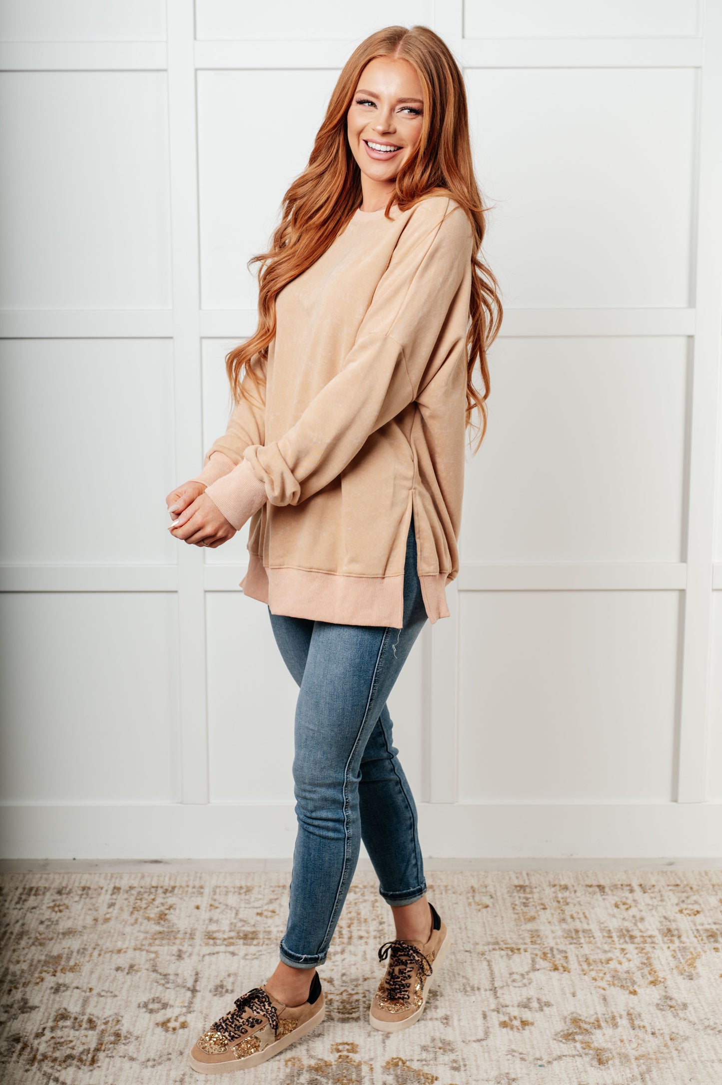 No Plain Jane Oversized Sweatshirt in Khaki-Tops-Modish Lily, Tecumseh Michigan