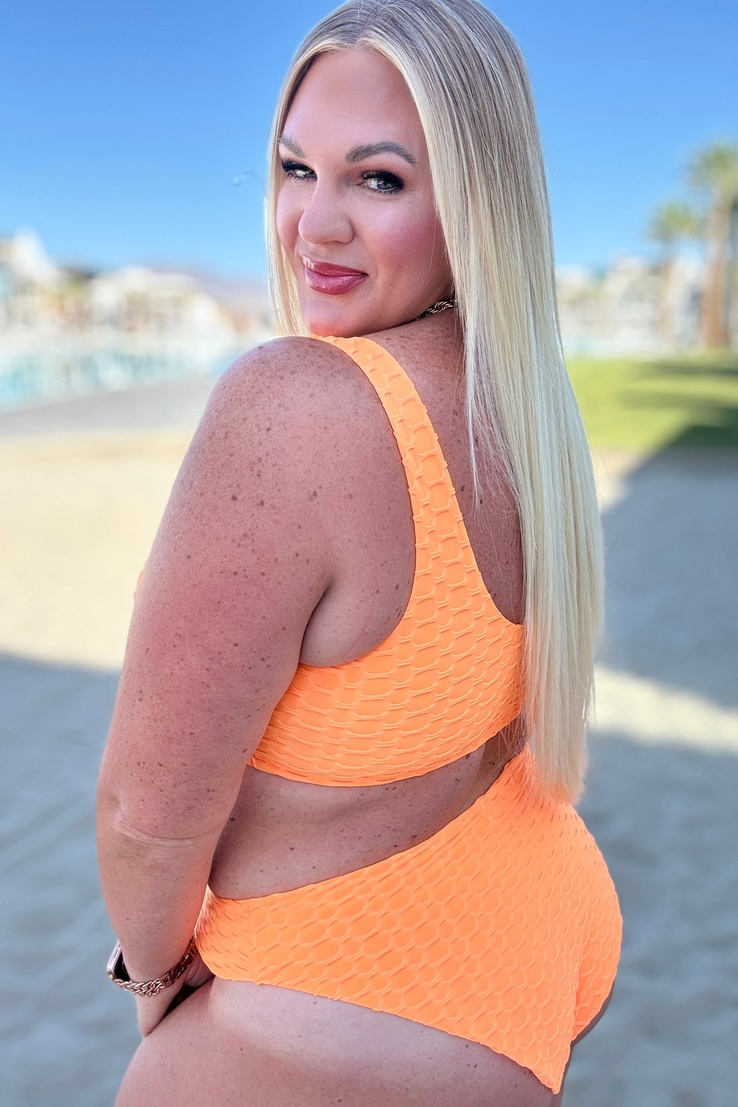 Oh So Orange Swim Top-Swimwear-Modish Lily, Tecumseh Michigan