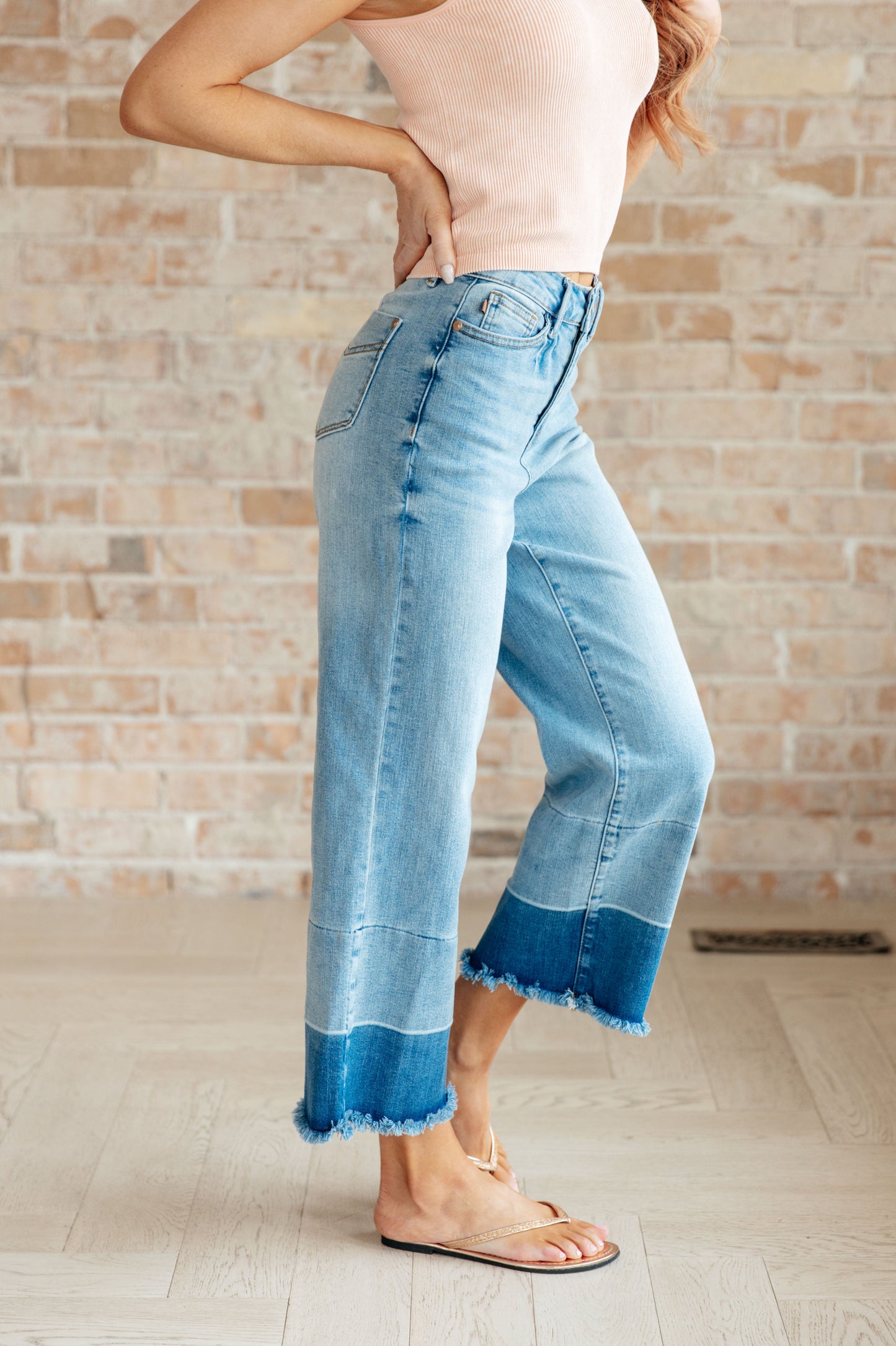 Olivia High Rise Wide Leg Crop Jeans in Medium Wash-Bottoms-Modish Lily, Tecumseh Michigan