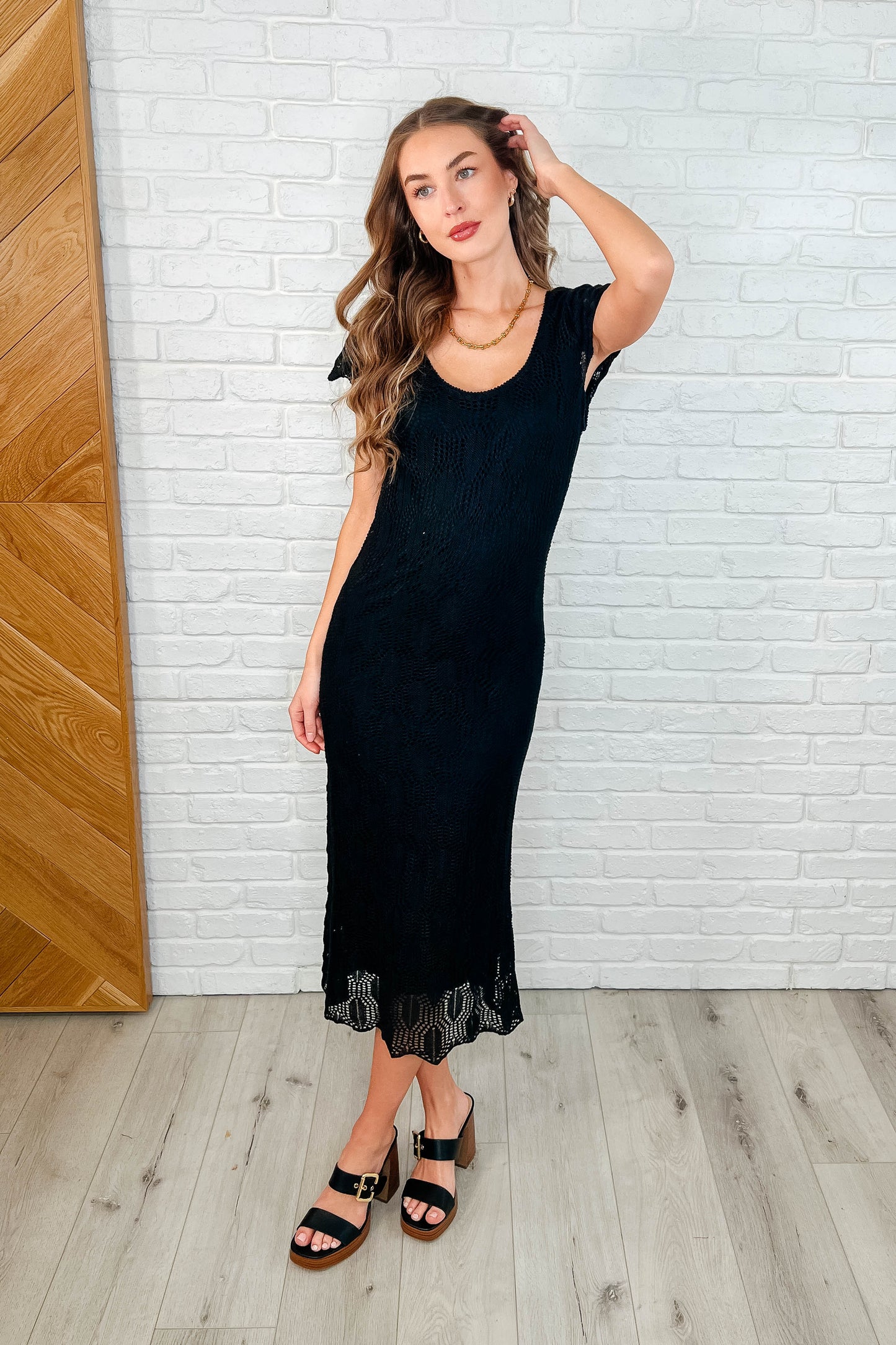 On the Town Lace Scoop Neck Dress in Black-Womens-Modish Lily, Tecumseh Michigan