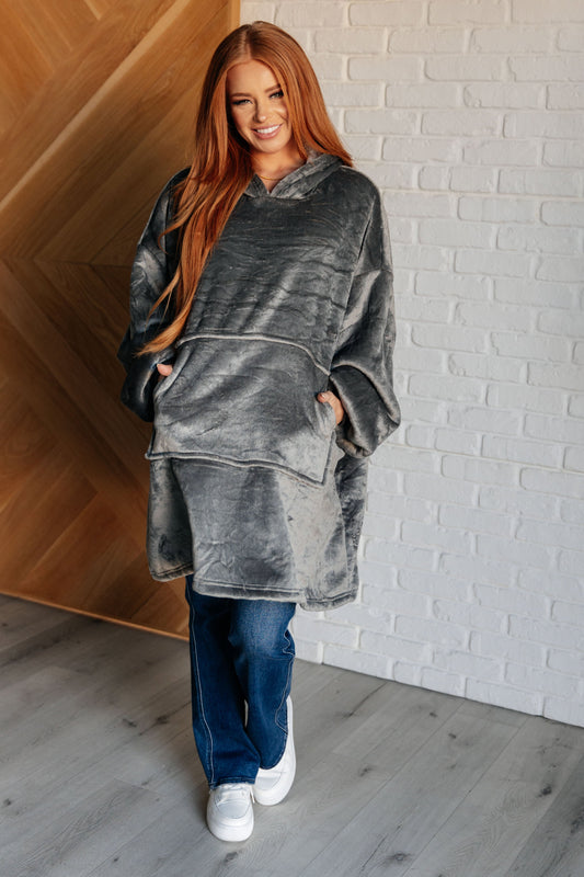 Oversized Velour Blanket Hoodie in Gray-Layers-Modish Lily, Tecumseh Michigan