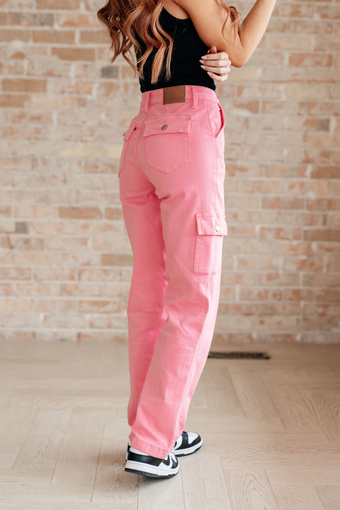 Peggy High Rise Cargo Straight Jeans in Pink-Womens-Modish Lily, Tecumseh Michigan