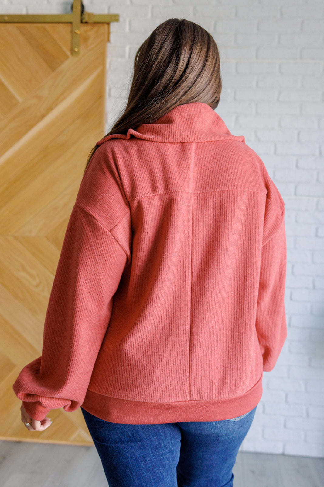 Quite the Impression Half Zip Pullover in Rust-Tops-Modish Lily, Tecumseh Michigan