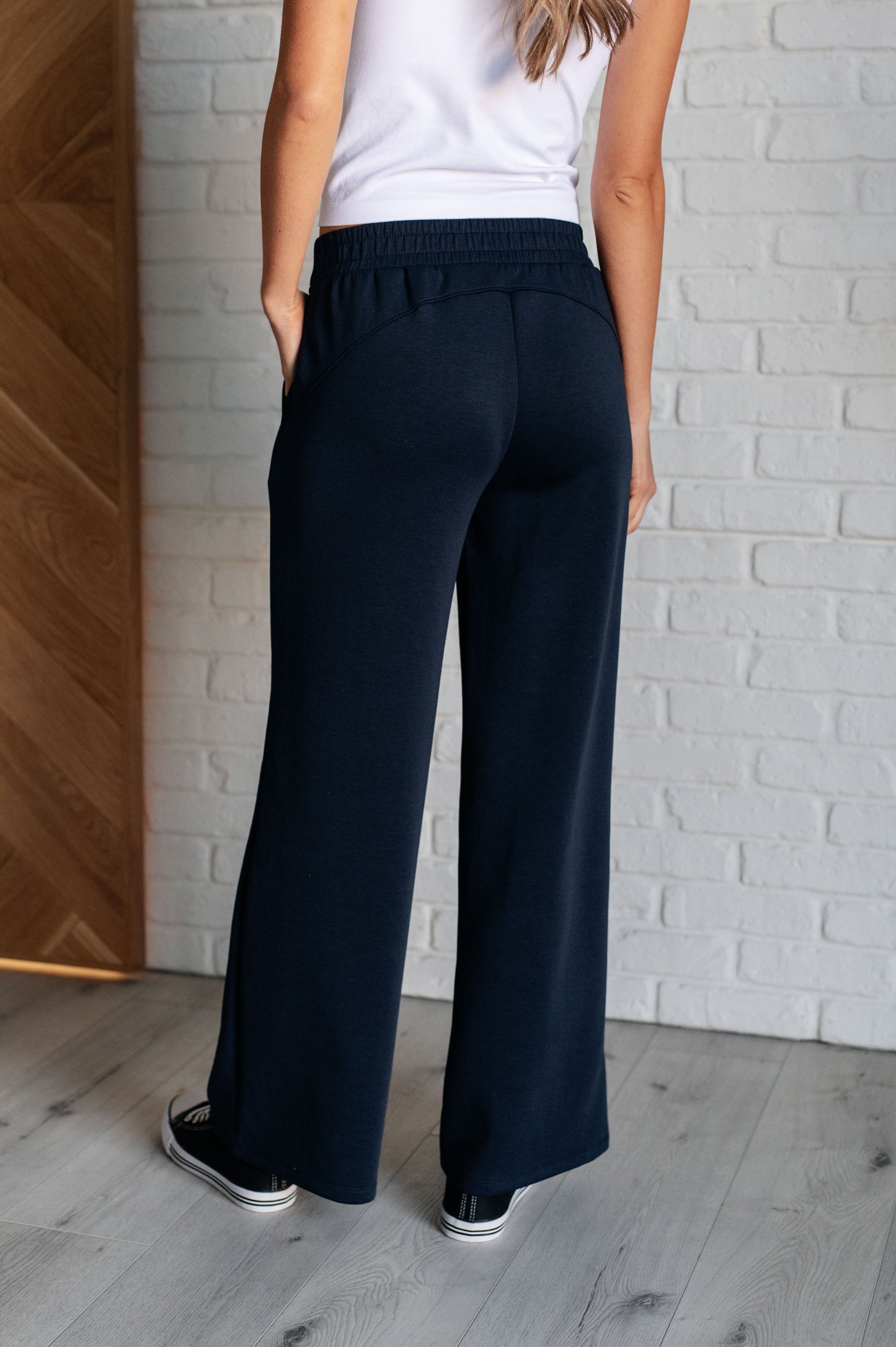 Resort Travel Wide Leg Crop Pant in Navy-Athleisure-Modish Lily, Tecumseh Michigan