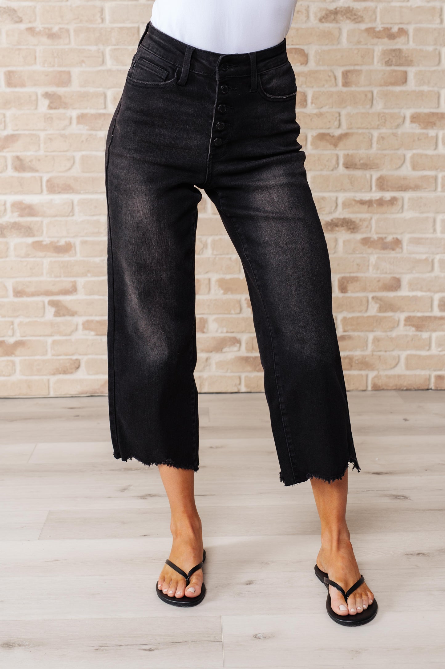 Ryan High Rise Button Fly Wide Leg Crop Jeans-Womens-Modish Lily, Tecumseh Michigan