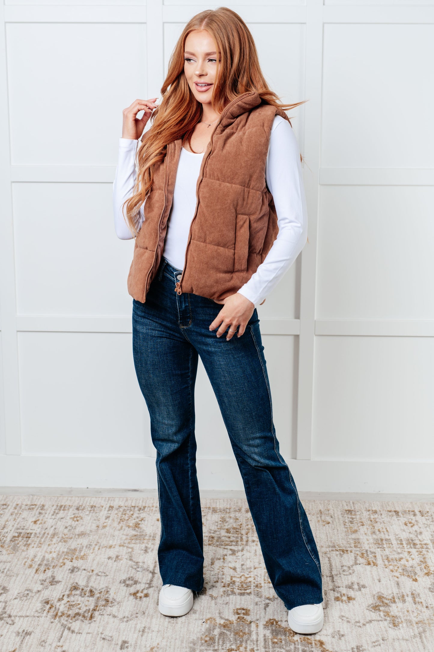 Set Me Up Corduroy Puffer Vest-Layers-Modish Lily, Tecumseh Michigan