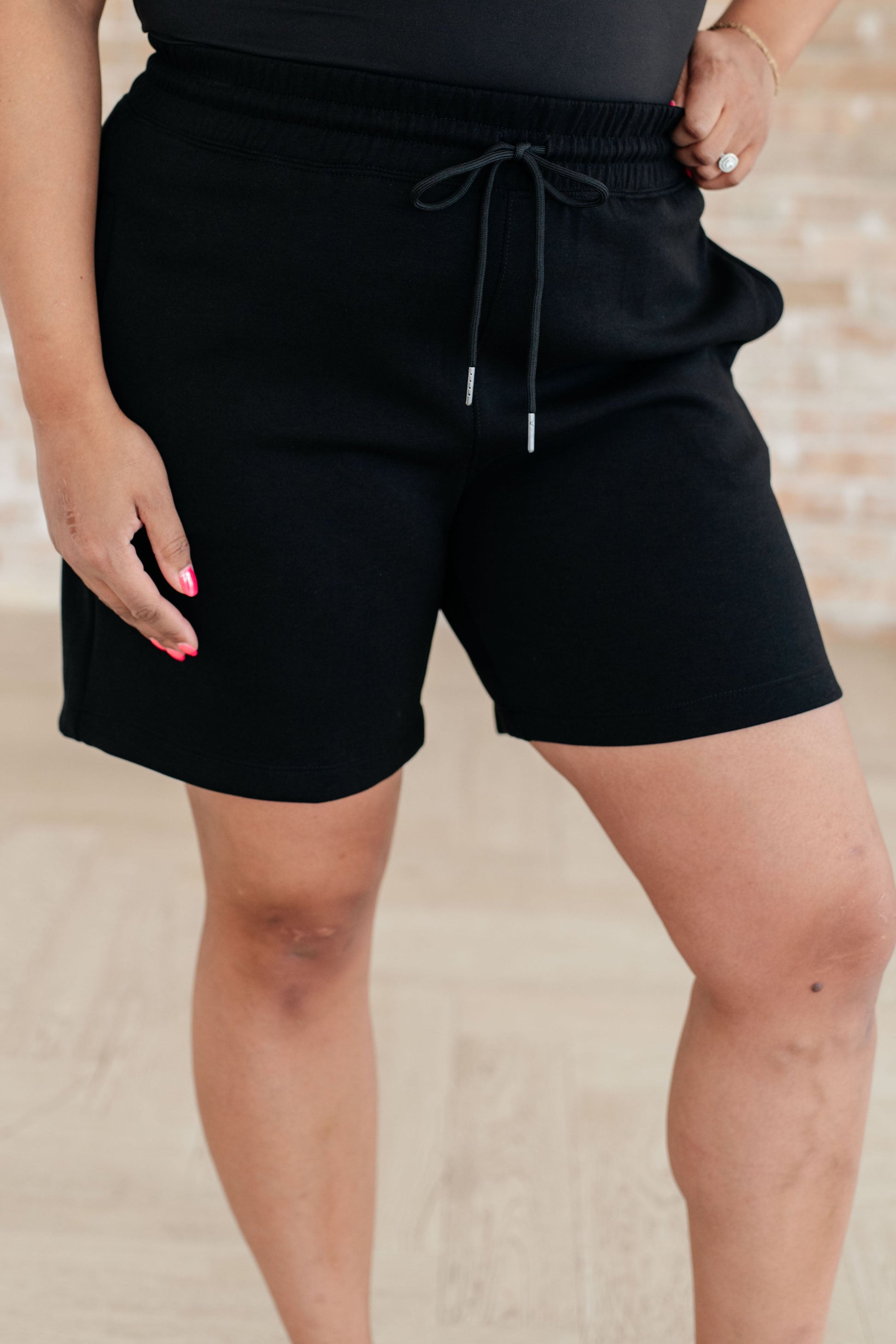 Settle In Dad Shorts in Black-Athleisure-Modish Lily, Tecumseh Michigan