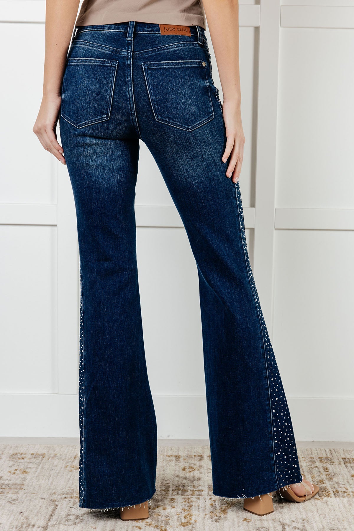 Shannon Mid Rise Rhinestone Detail Flare Jeans-Womens-Modish Lily, Tecumseh Michigan