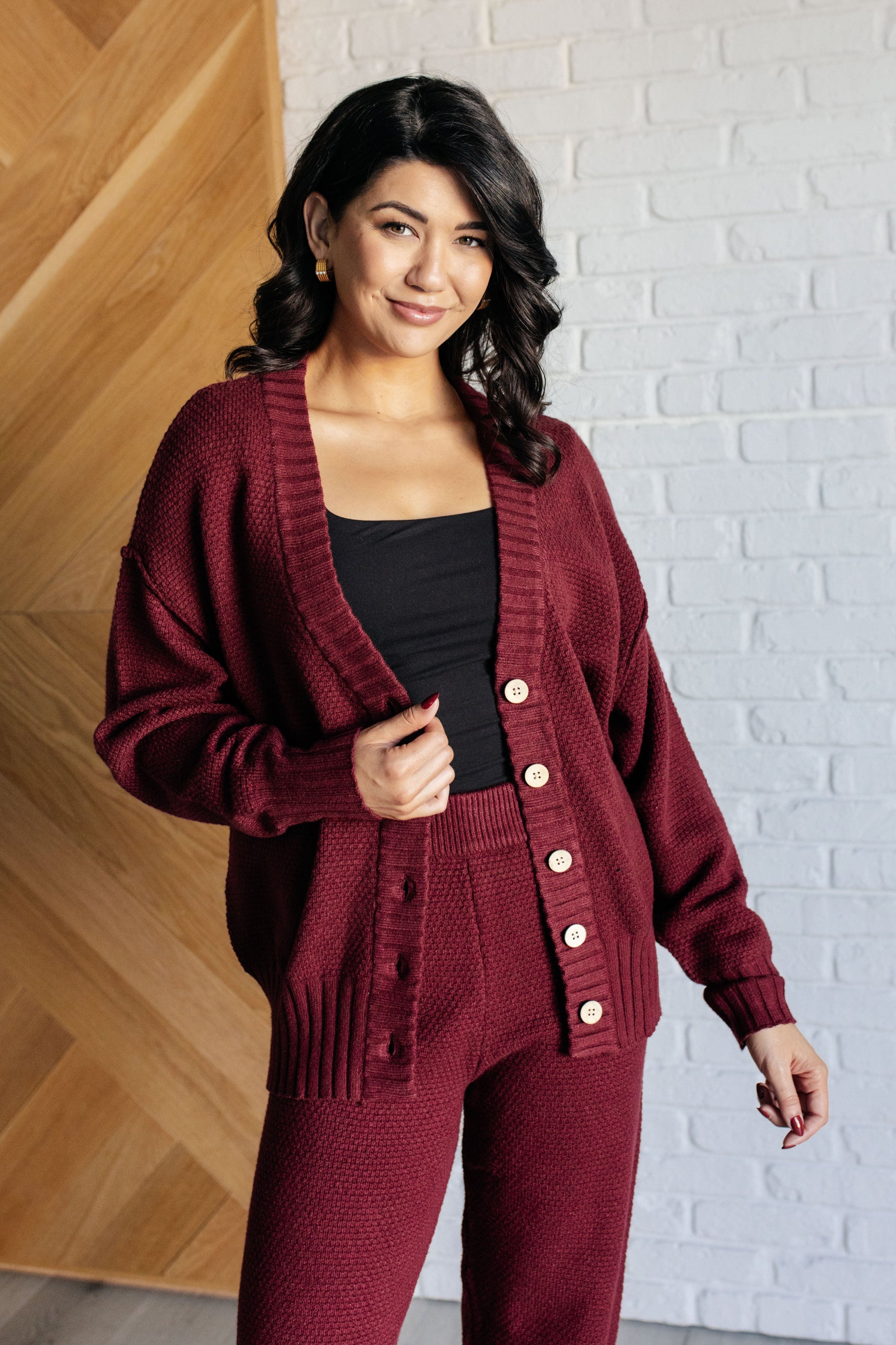 Simple Solution Knit Set in Wine-Sets-Modish Lily, Tecumseh Michigan