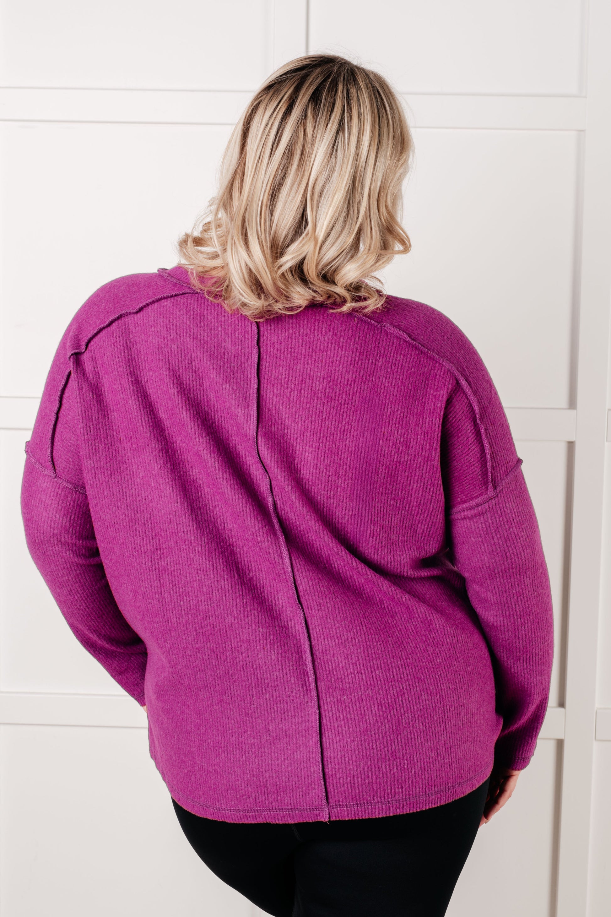 Simply Basic Ribbed Hacci Sweater in Light Plum-Tops-Modish Lily, Tecumseh Michigan