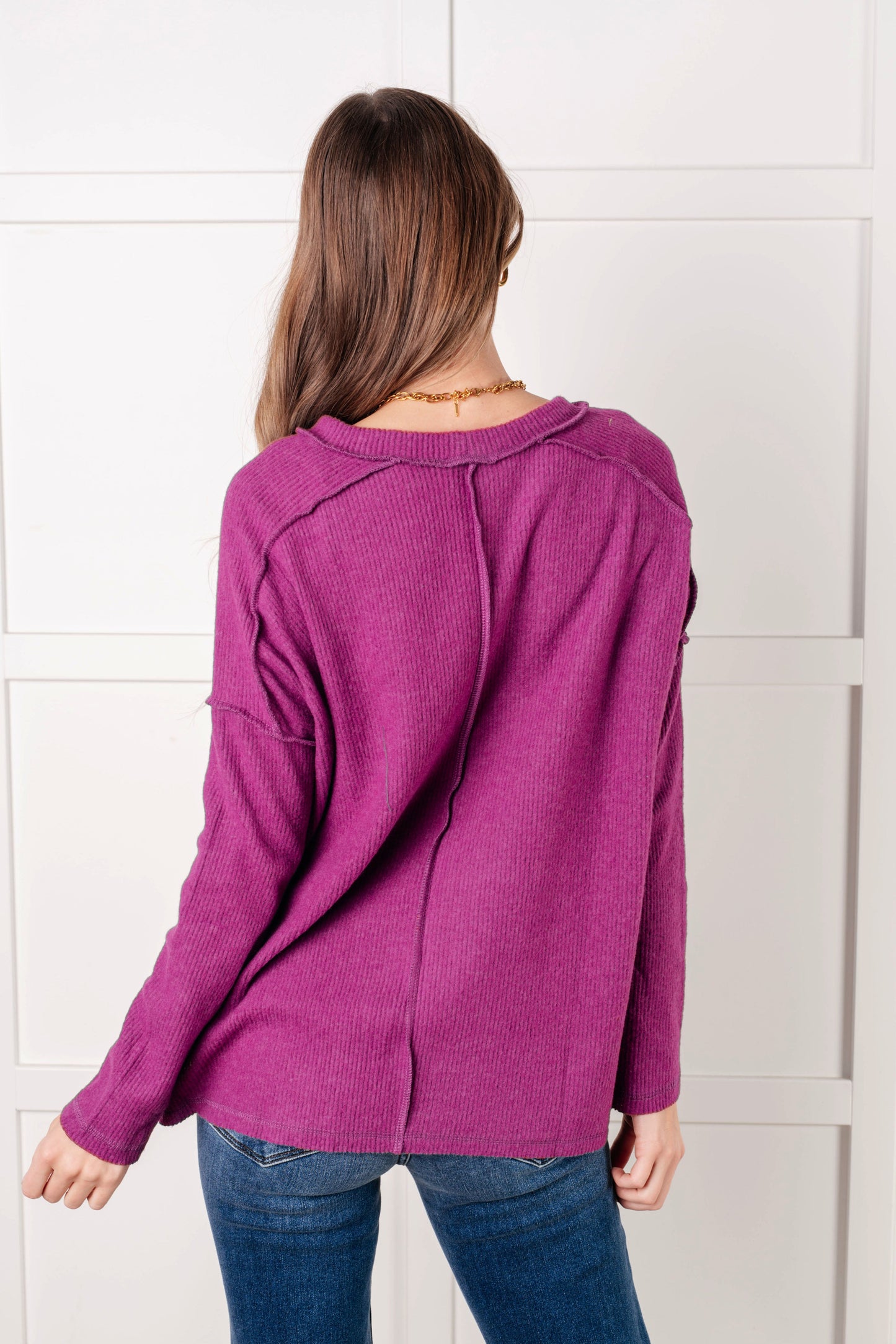 Simply Basic Ribbed Hacci Sweater in Light Plum-Tops-Modish Lily, Tecumseh Michigan