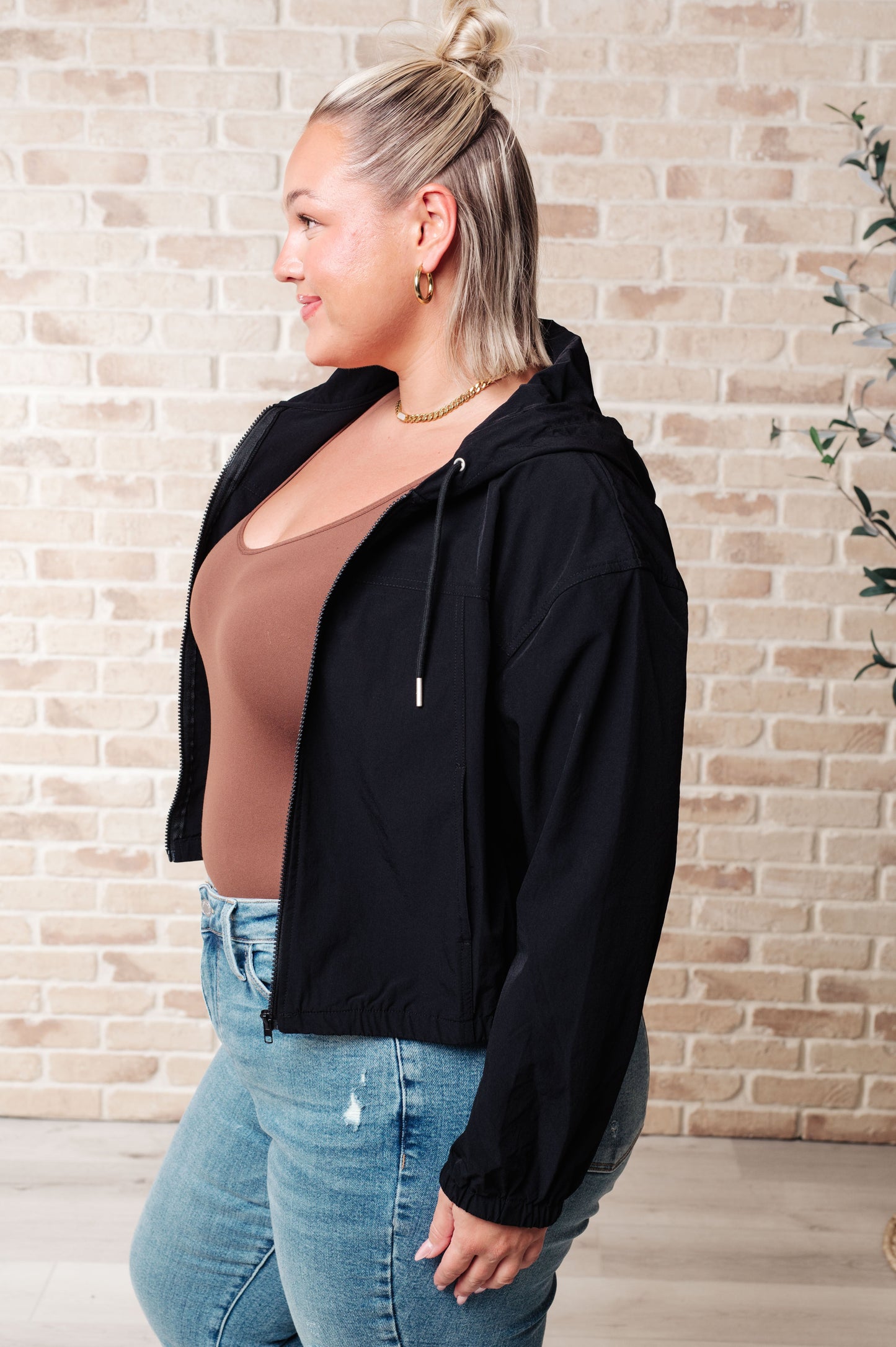 Sky of Only Clouds Zip Up in Black-Womens-Modish Lily, Tecumseh Michigan