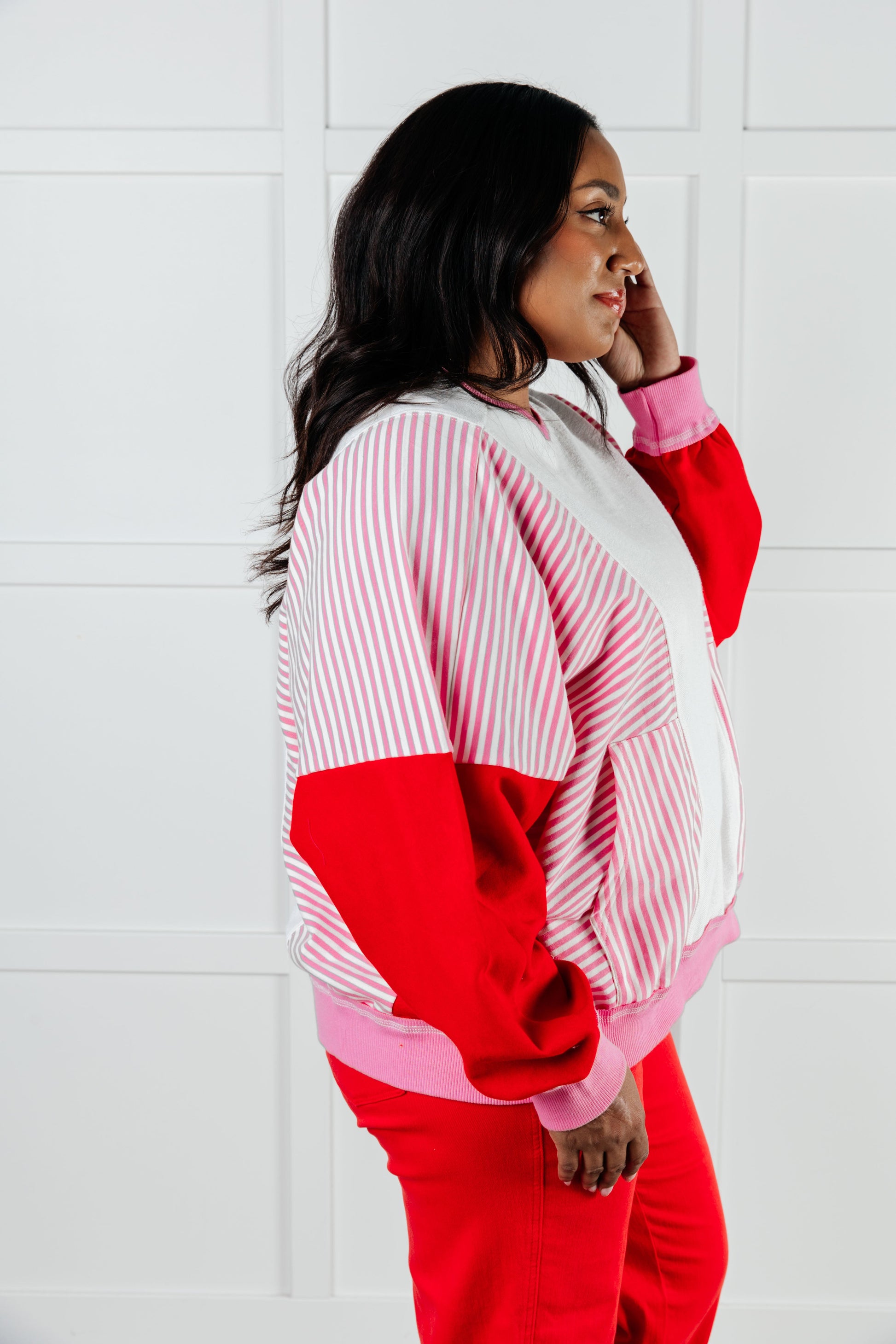 Stripes on My Sleeves Color Block Pullover-Tops-Modish Lily, Tecumseh Michigan