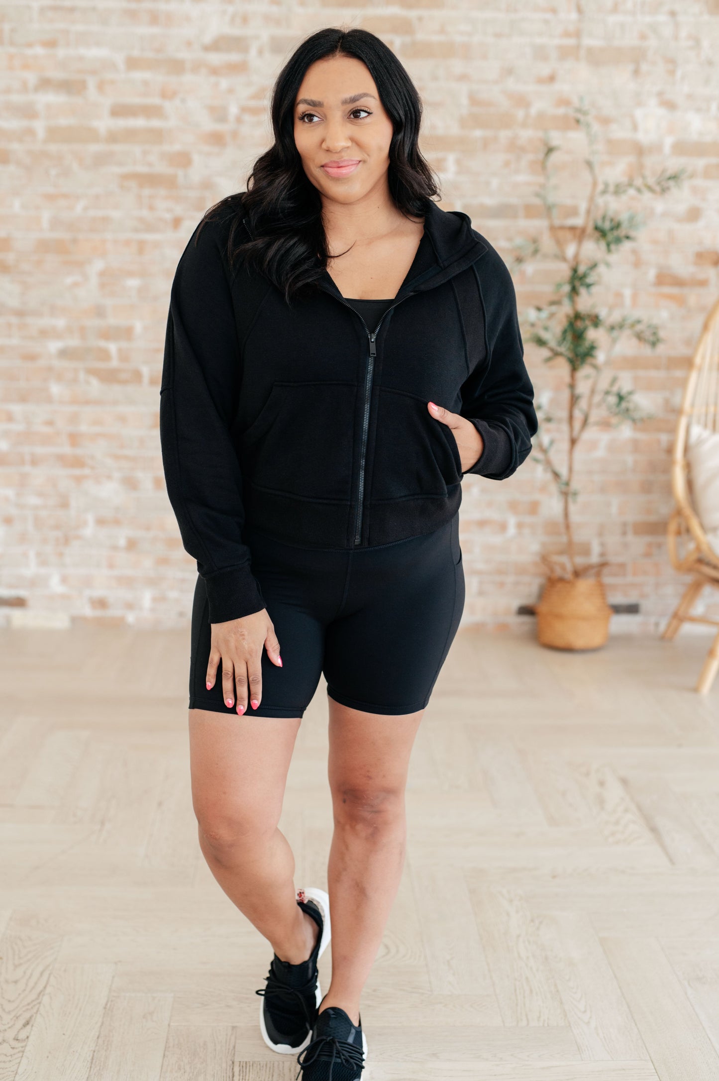 Sun or Shade Zip Up Jacket in Black-Athleisure-Modish Lily, Tecumseh Michigan