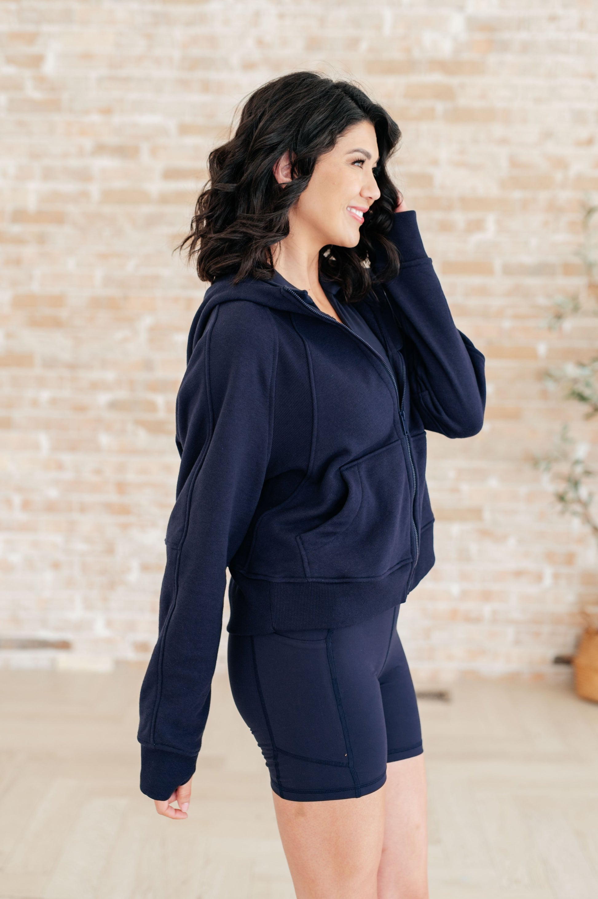 Sun or Shade Zip Up Jacket in Navy-Athleisure-Modish Lily, Tecumseh Michigan