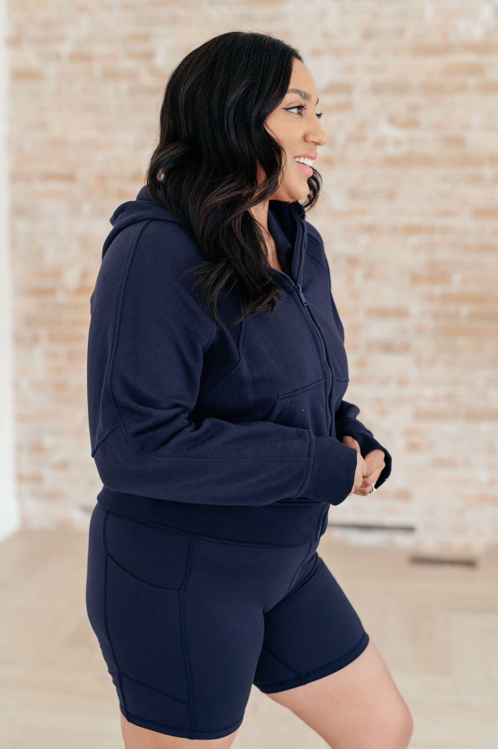 Sun or Shade Zip Up Jacket in Navy-Athleisure-Modish Lily, Tecumseh Michigan