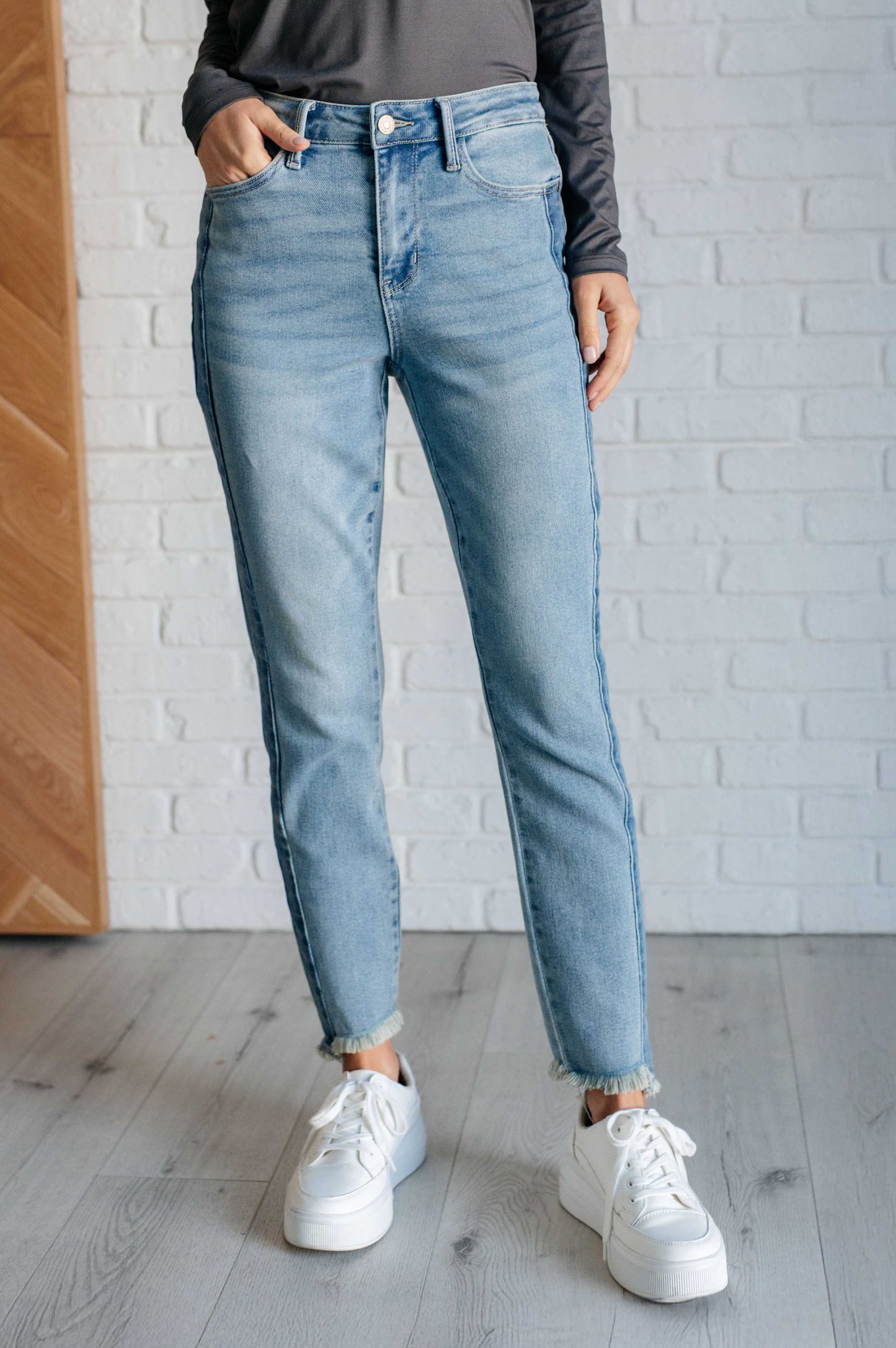 Susan High Rise Side Panel Detail Slim Jeans-Denim-Modish Lily, Tecumseh Michigan