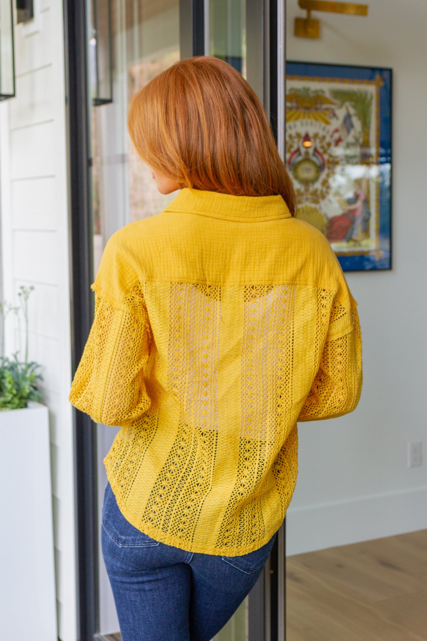 Sweeter Than Nectar Lace Button Down in Honey-Tops-Modish Lily, Tecumseh Michigan