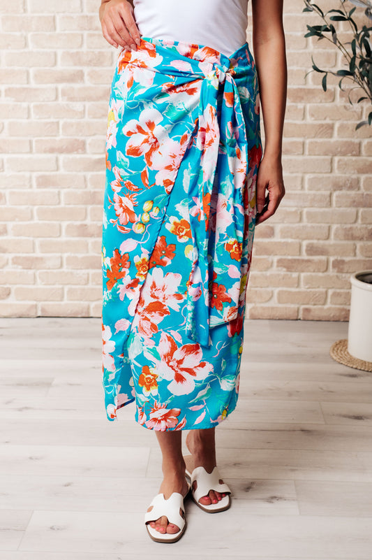 Take Me Outside Wrap Around Skirt in Blue-Skirts-Modish Lily, Tecumseh Michigan