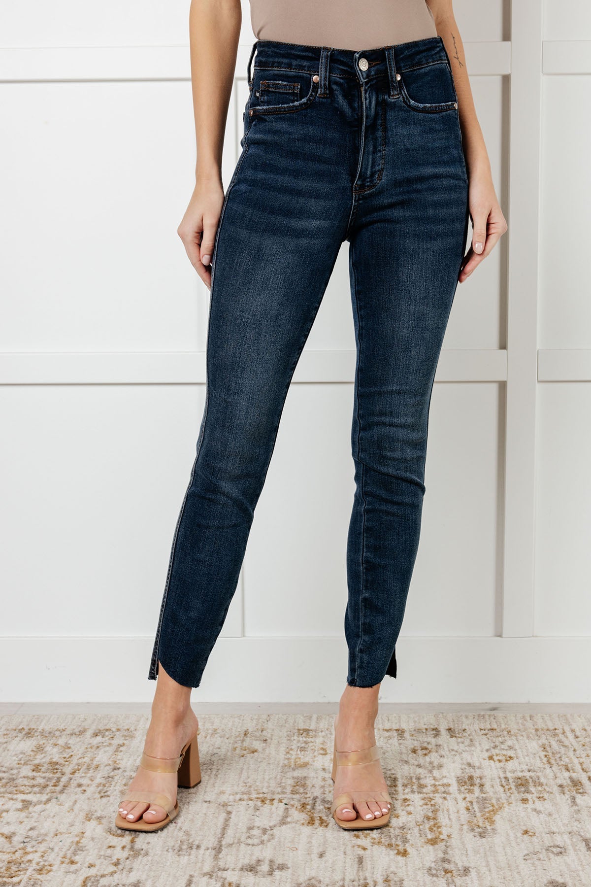 Tessa High Rise Control Top Step Hem Skinny Jeans-Womens-Modish Lily, Tecumseh Michigan