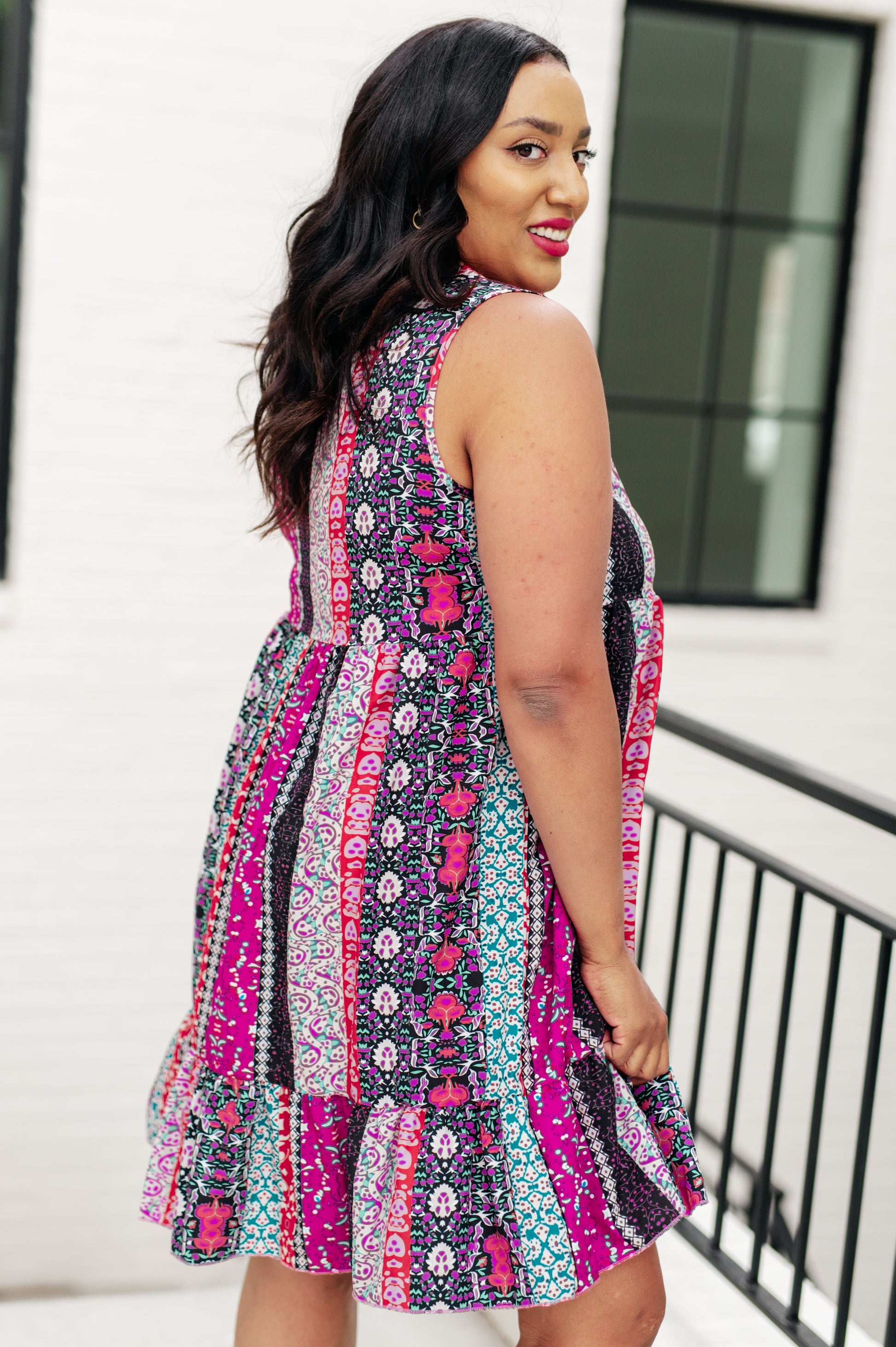 That's So Boho Mixed Print Sleeveless Dress-Dresses-Modish Lily, Tecumseh Michigan