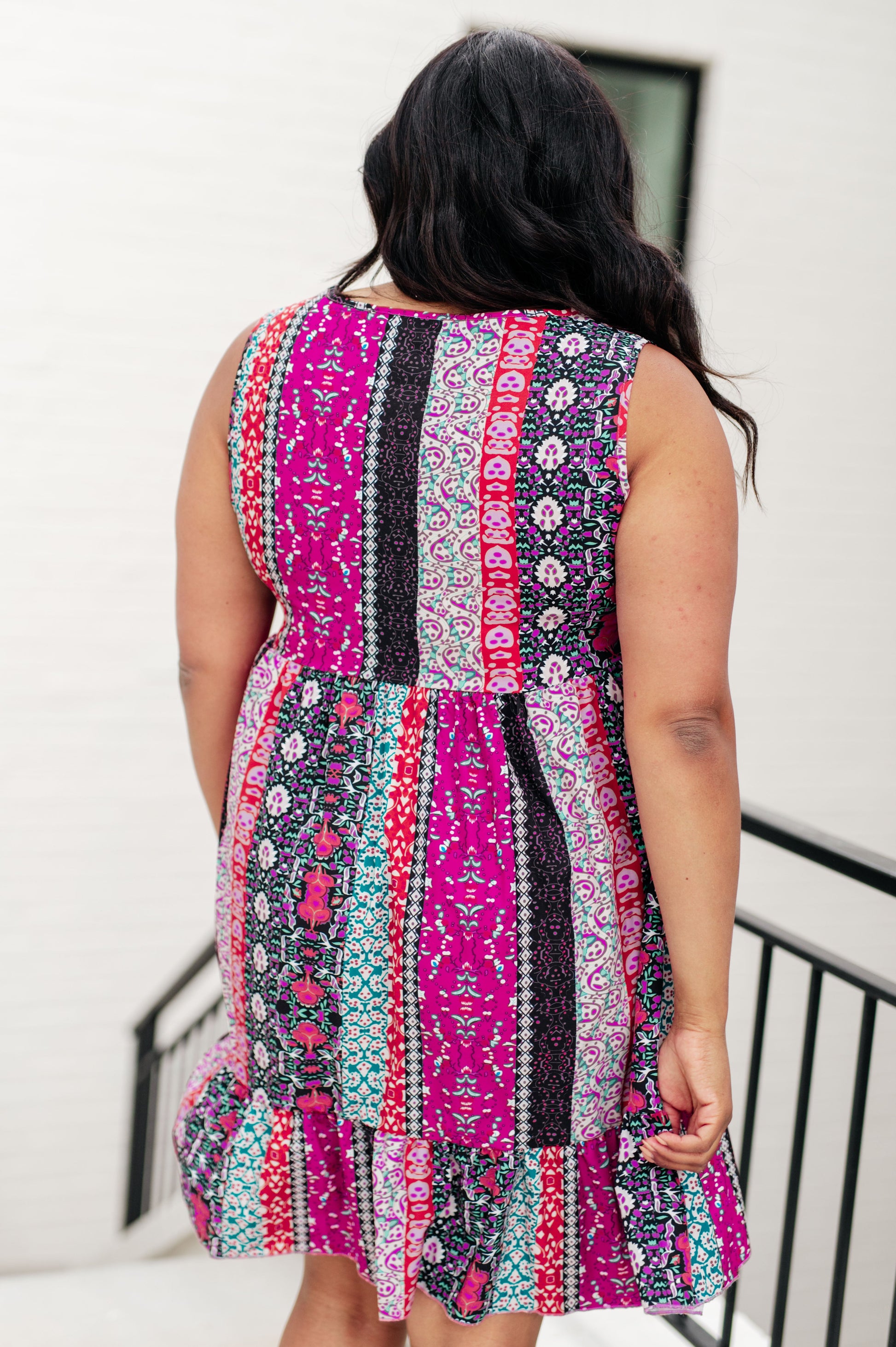 That's So Boho Mixed Print Sleeveless Dress-Dresses-Modish Lily, Tecumseh Michigan