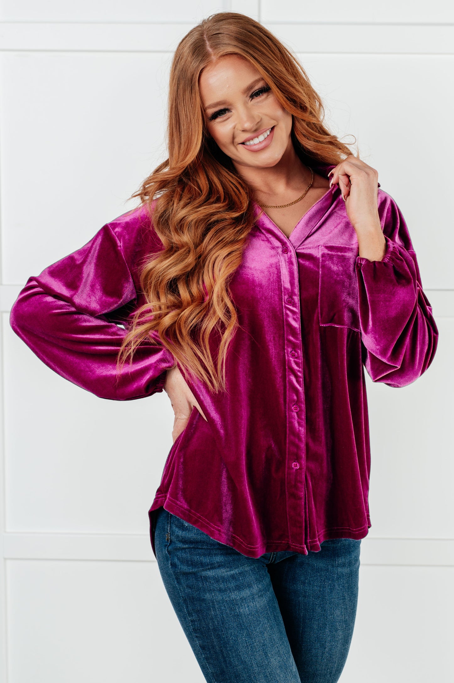 The Best Policy Velvet Balloon Sleeve Top-Tops-Modish Lily, Tecumseh Michigan