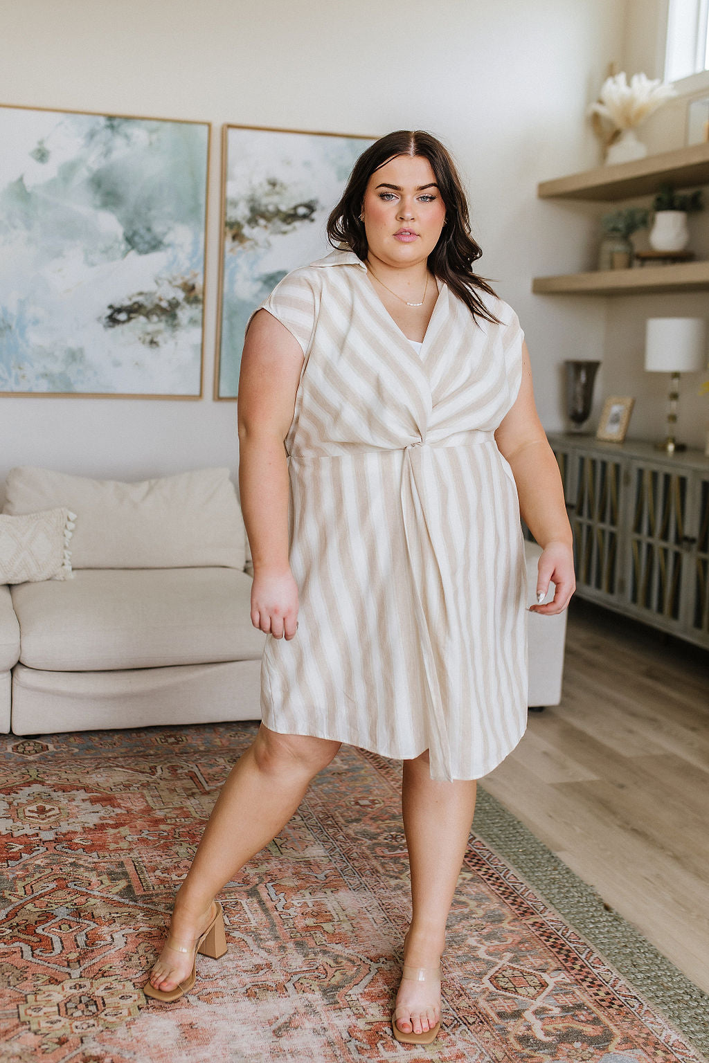 Twisted and Tailored Striped Dress-Dresses-Modish Lily, Tecumseh Michigan