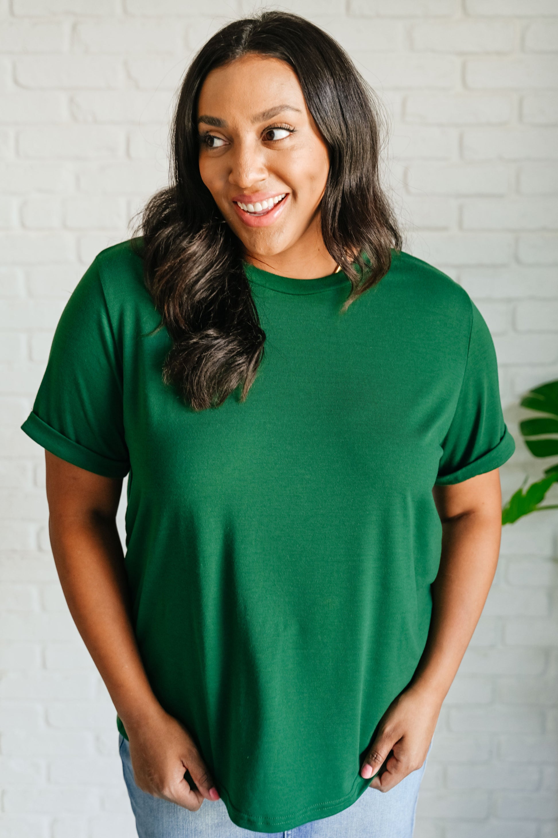 Uptown Crew T-Shirt in Green-Womens-Modish Lily, Tecumseh Michigan