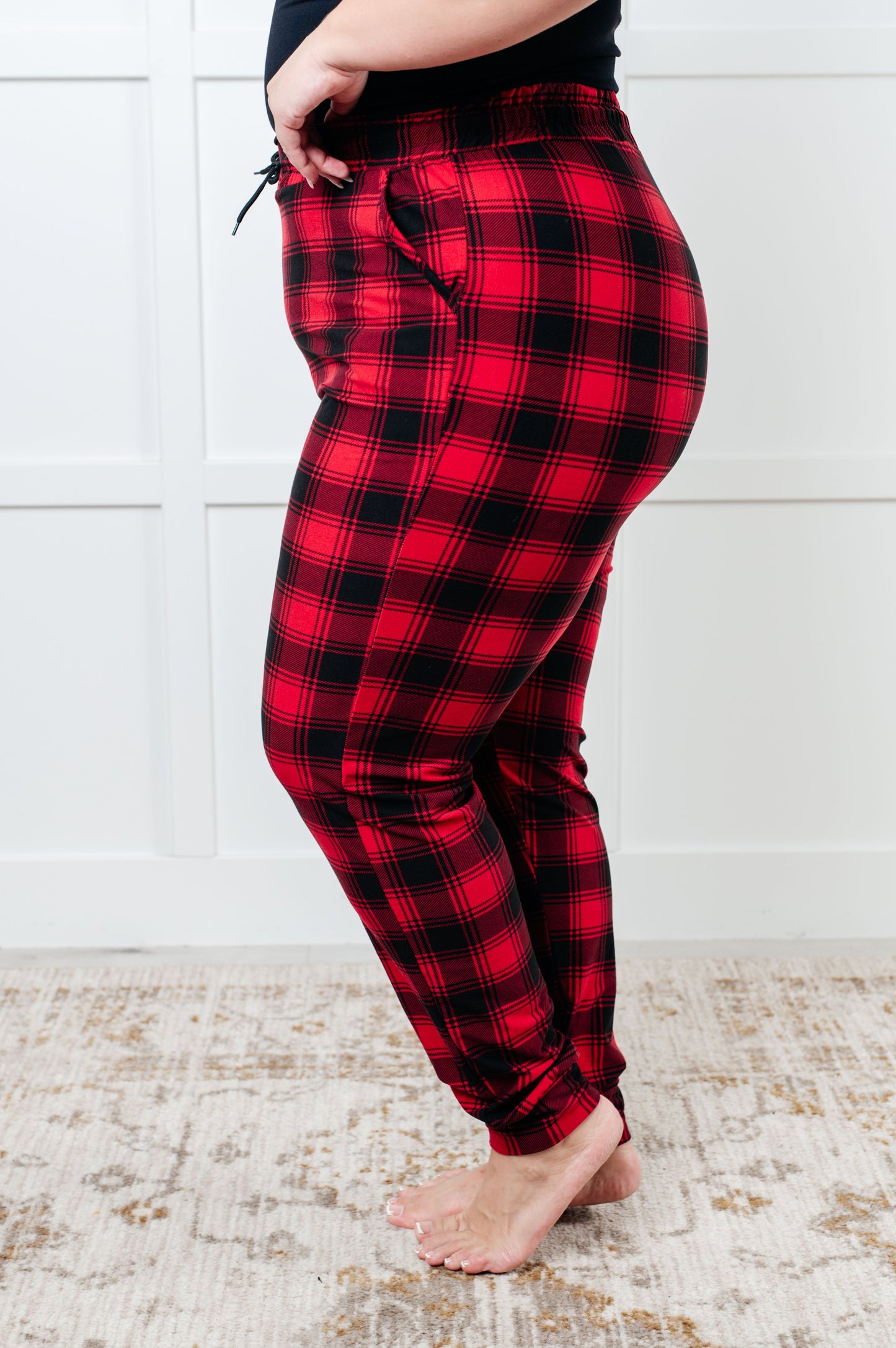 Your New Favorite Joggers in Red Plaid-Bottoms-Modish Lily, Tecumseh Michigan