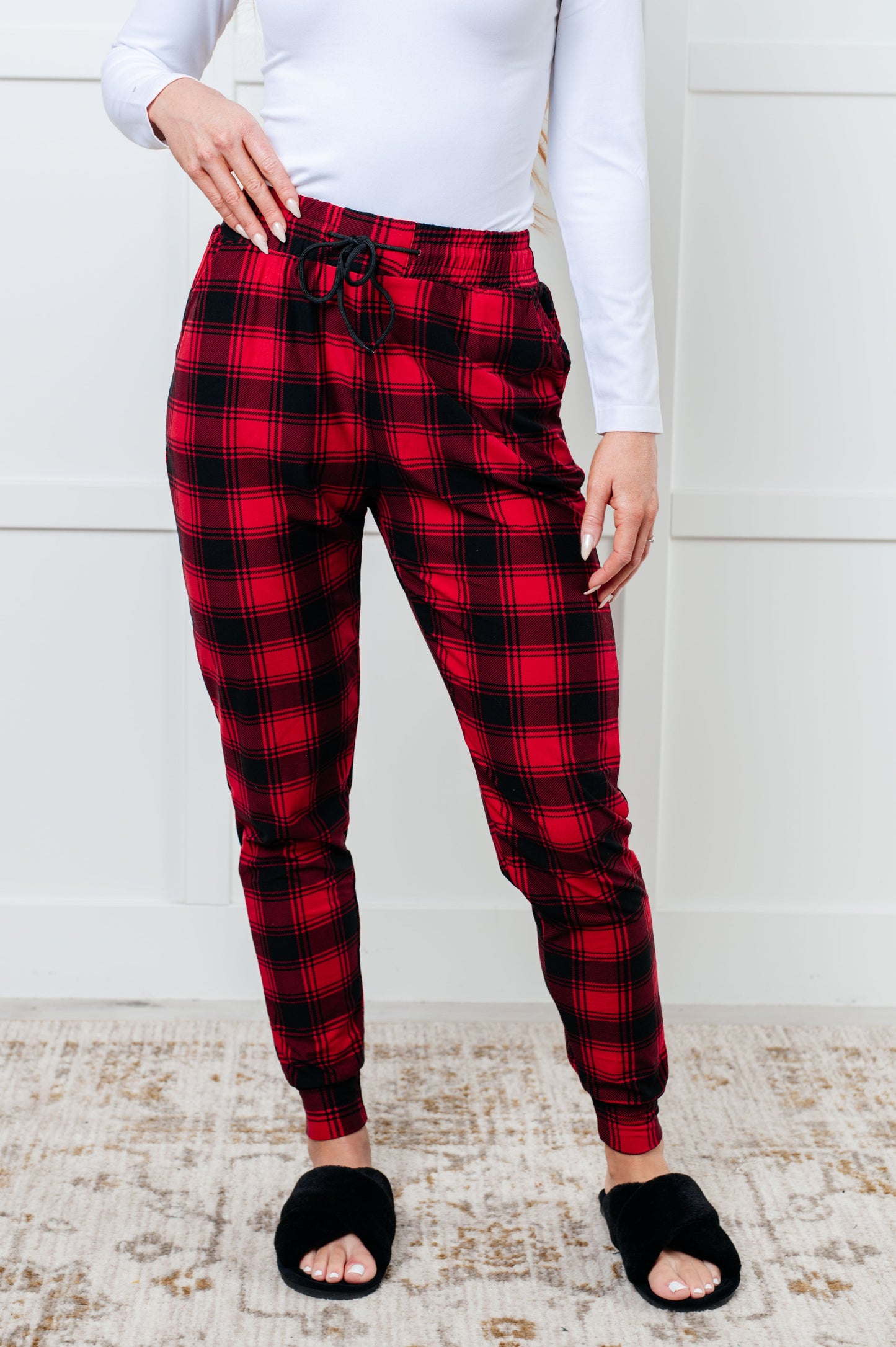 Your New Favorite Joggers in Red Plaid-Bottoms-Modish Lily, Tecumseh Michigan