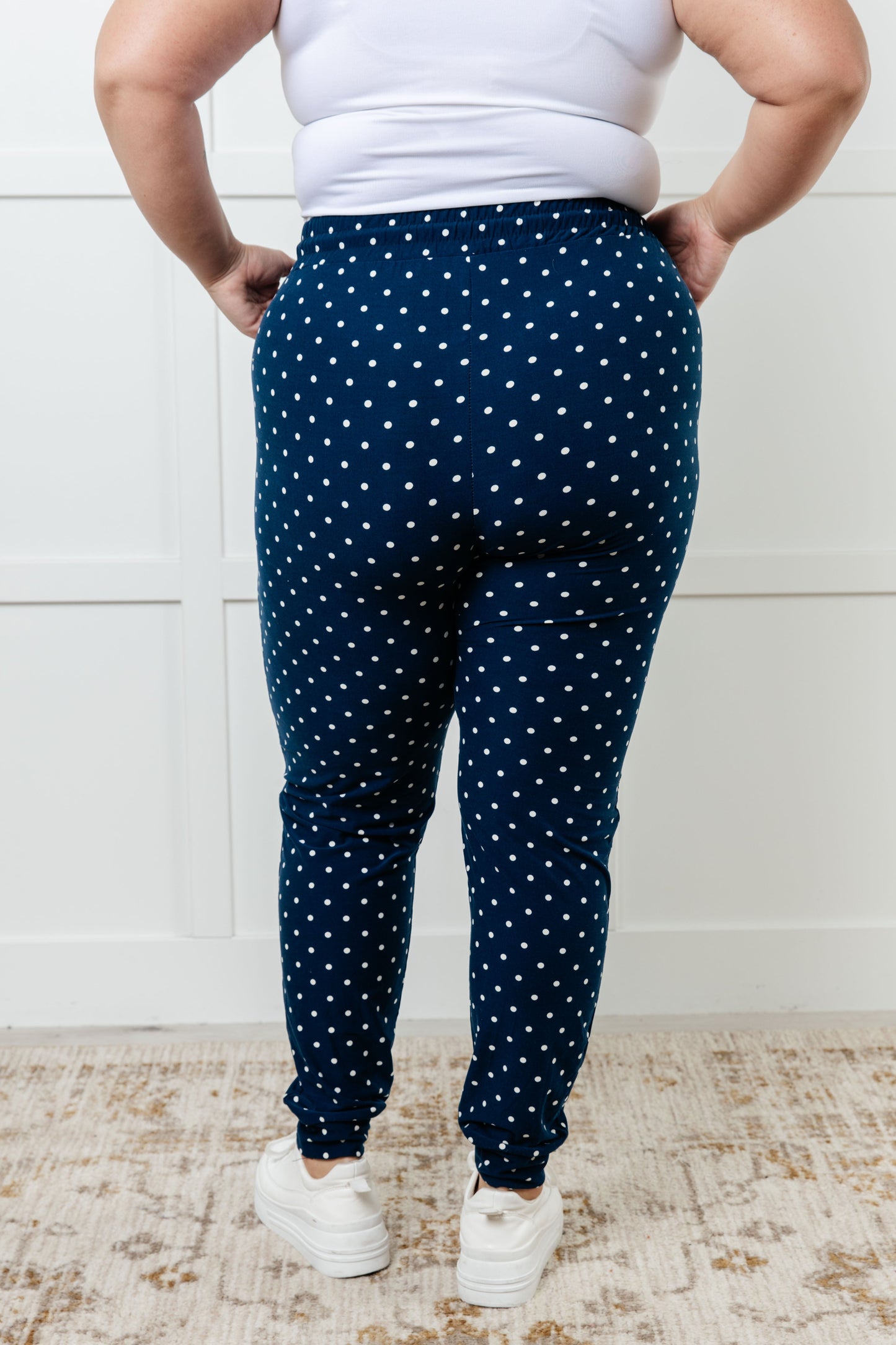 Your New Favorite Joggers in White Polka Dot-Bottoms-Modish Lily, Tecumseh Michigan