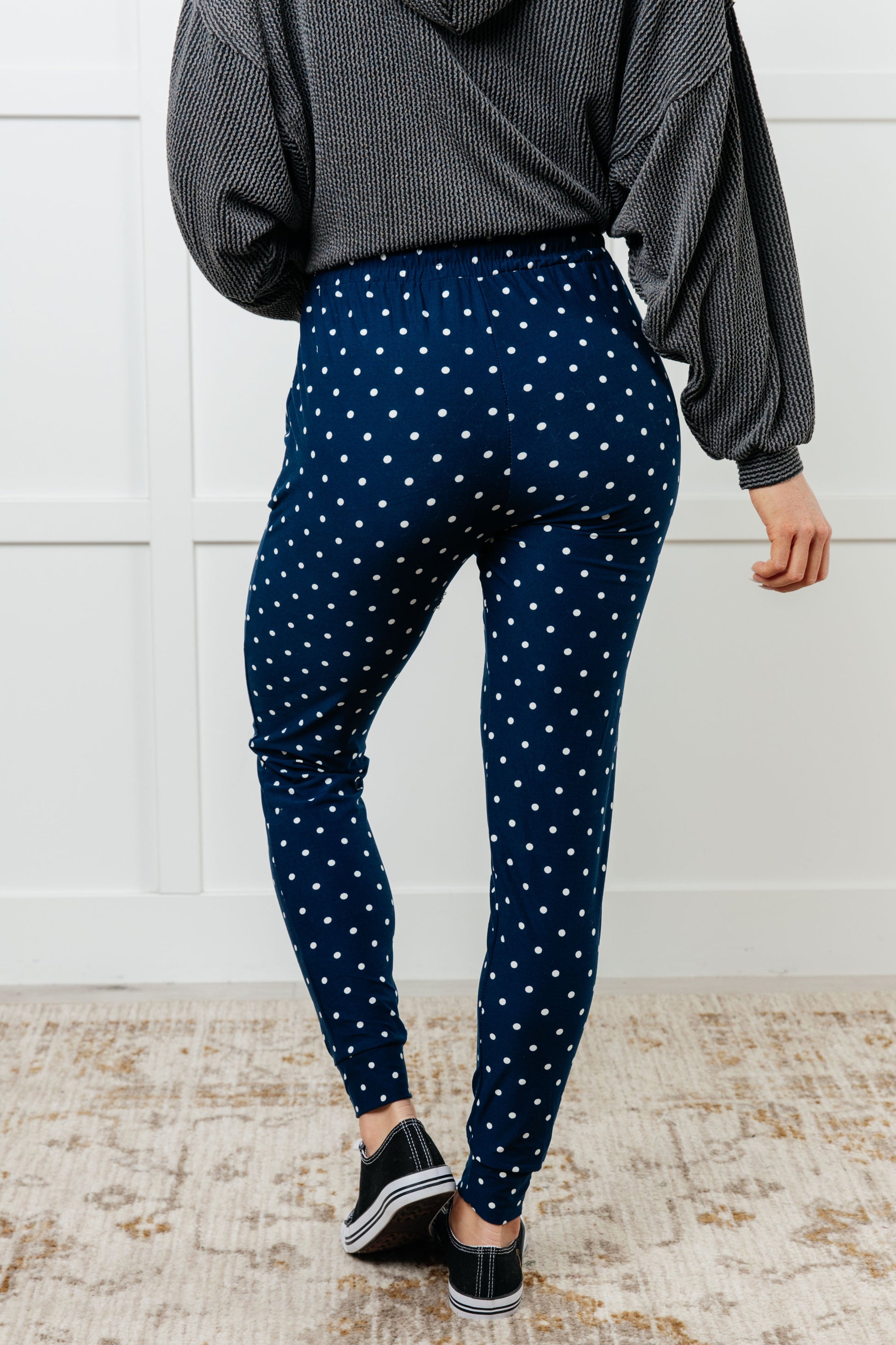 Your New Favorite Joggers in White Polka Dot-Bottoms-Modish Lily, Tecumseh Michigan