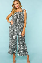Load image into Gallery viewer, Black &amp; White Animal Print Wide Leg Frilled Jumpsuit-Modish Lily, Tecumseh Michigan
