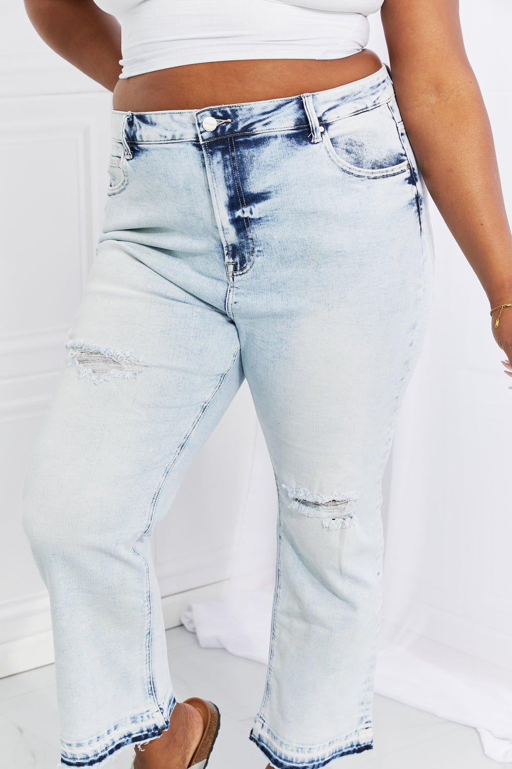 RISEN Camille Acid Wash Crop Straight Jeans-Modish Lily, Tecumseh Michigan