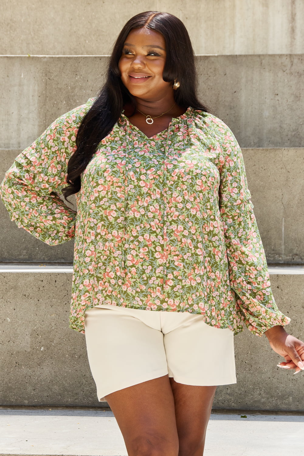 She's Blossoming Balloon Sleeve Floral Blouse-Modish Lily, Tecumseh Michigan