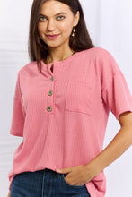 Load image into Gallery viewer, Made For You 1/4 Button Down Waffle Top in Coral-Modish Lily, Tecumseh Michigan
