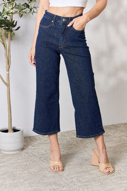 Judy Blue Full Size High Waist Cropped Wide Leg Jeans-Modish Lily, Tecumseh Michigan