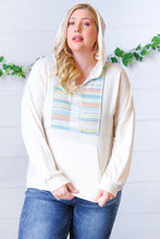 Load image into Gallery viewer, Oatmeal Multicolor Stripe Outseam Hoodie-Modish Lily, Tecumseh Michigan
