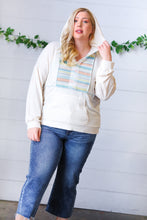 Load image into Gallery viewer, Oatmeal Multicolor Stripe Outseam Hoodie-Modish Lily, Tecumseh Michigan
