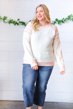 Load image into Gallery viewer, Peach &amp; Beige Eyelet Raglan Pullover Top-Modish Lily, Tecumseh Michigan
