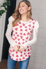 Load image into Gallery viewer, Heart Print French Terry Puff Sleeve Top-Modish Lily, Tecumseh Michigan
