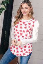 Load image into Gallery viewer, Heart Print French Terry Puff Sleeve Top-Modish Lily, Tecumseh Michigan
