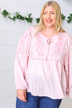 Load image into Gallery viewer, Blush Embroidered Tie String Peasant Top-Modish Lily, Tecumseh Michigan
